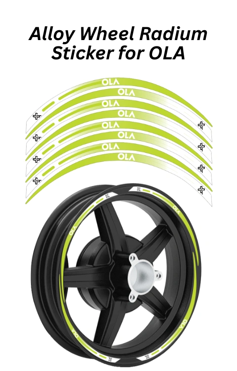 Alloy Wheel Radium Sticker Compatible with OLA | Made in Premium Radium with FPF (Fade Protection Film), Precut Sticker, Waterproof, Pack of 1
